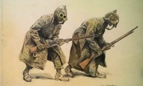 Patrouille d'hommes camouflés -  Maurice Mahut (La grande guerre en dessins)