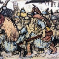 Groupe de soldats masqués - Jules Zingg (La grande guerre en dessins)