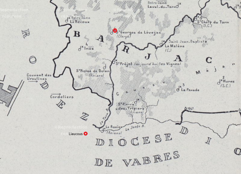 Extrait carte diocèse de Mende