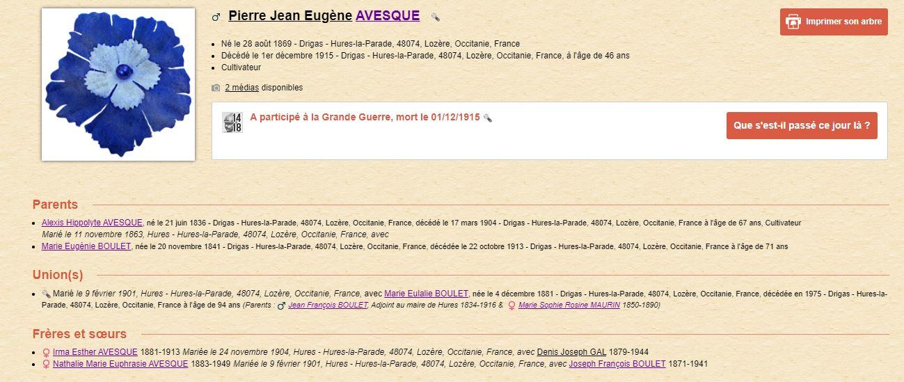 Fiche pierre jean eugene avesque
