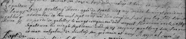 Sepulture louis pratlong 1730